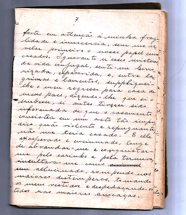 Página do diário de Anna de Assis, mulher do escritor Euclides da Cunha
