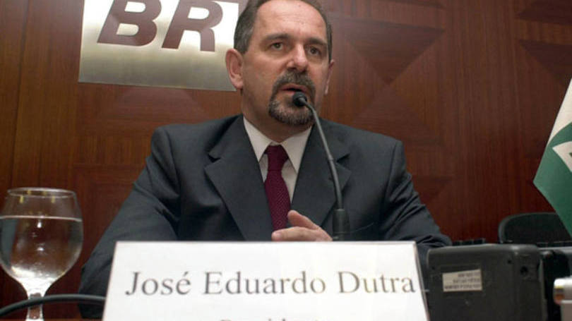 José Eduardo Dutra, presidente da Petrobras, concedendo entrevista coletiva durante cerimônia de sua posse, na sede da empresa
