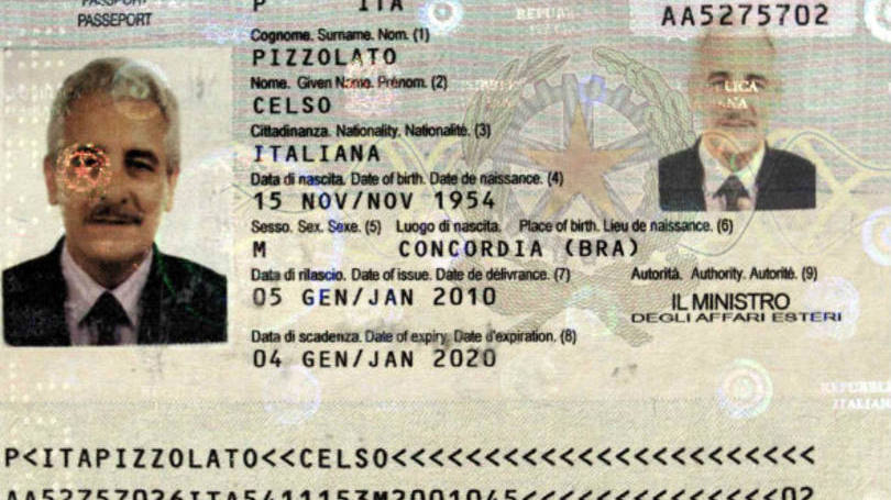 Passaporte utilizado por Henrique Pizzolato para entrar na Itália era, na verdade, de seu irmão Celso Pizzolato, morto há mais de 30 anos