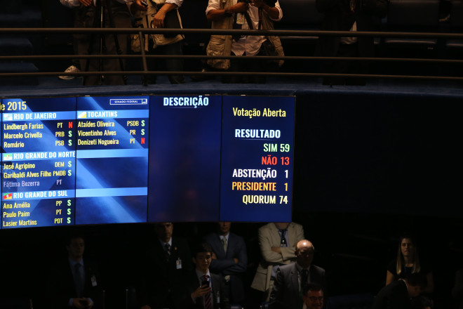 DUSA5865.JPG BRASILIA BSB DF 25/11/2015 POLITICA Presidente do Senado Renan Calheiros conduz sessão deliberativa extraordinaria no Senado Federal que decide se mantem a prisao do senador Delcidio Amaral (PT MS), detido esta manha pela Policia Federal em ação da Operação Lava Jato com autorização do STF, em Brasilia FOTO ANDRE DUSEK / ESTADAO