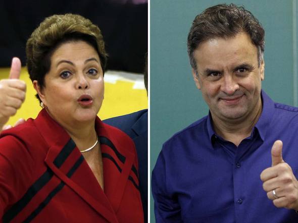 Candidatos à Presidência que vão disputar 2º turno, presidente Dilma Rousseff (PT) e Aécio Neves (PSDB), no dia da votação em Porto Alegre e Belo Horizonte, respectivamente
